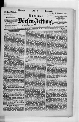 Berliner Börsen-Zeitung vom 01.11.1882