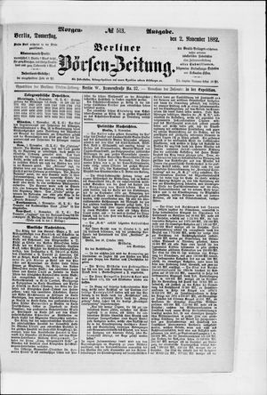 Berliner Börsen-Zeitung vom 02.11.1882