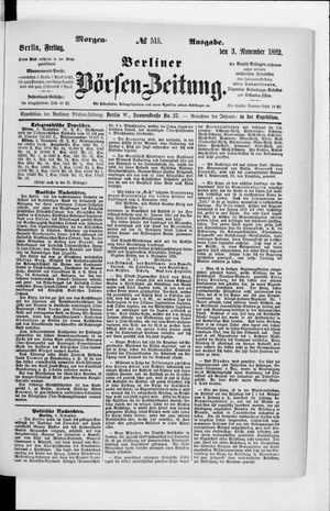 Berliner Börsen-Zeitung vom 03.11.1882
