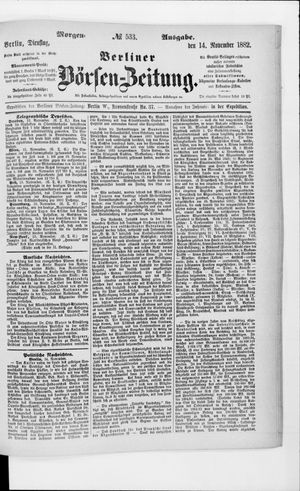 Berliner Börsen-Zeitung vom 14.11.1882