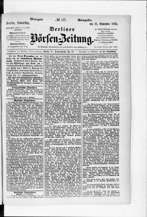 Berliner Börsen-Zeitung vom 16.11.1882