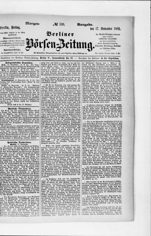 Berliner Börsen-Zeitung vom 17.11.1882