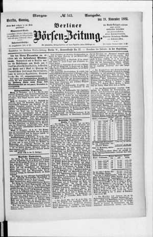 Berliner Börsen-Zeitung vom 19.11.1882