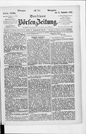 Berliner Börsen-Zeitung vom 21.11.1882