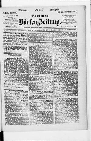 Berliner Börsen-Zeitung vom 22.11.1882