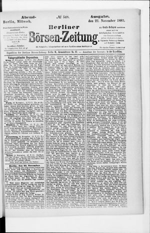 Berliner Börsen-Zeitung vom 22.11.1882