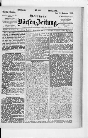 Berliner Börsen-Zeitung vom 26.11.1882