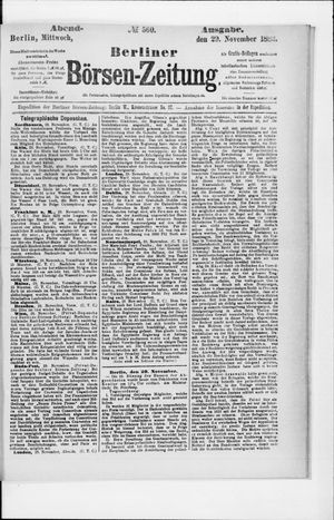 Berliner Börsen-Zeitung vom 29.11.1882