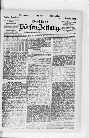 Berliner Börsen-Zeitung vom 02.12.1882