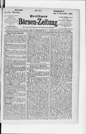 Berliner Börsen-Zeitung vom 05.12.1882