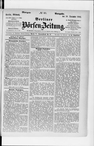 Berliner Börsen-Zeitung vom 20.12.1882