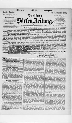 Berliner Börsen-Zeitung vom 31.12.1882