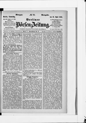 Berliner Börsen-Zeitung vom 26.04.1883