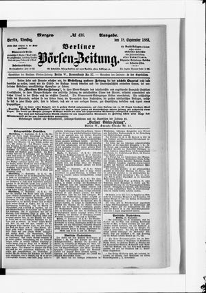 Berliner Börsen-Zeitung on Sep 18, 1883