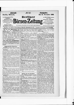 Berliner Börsen-Zeitung vom 21.11.1883