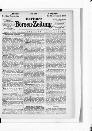 Berliner Börsen-Zeitung vom 22.11.1883