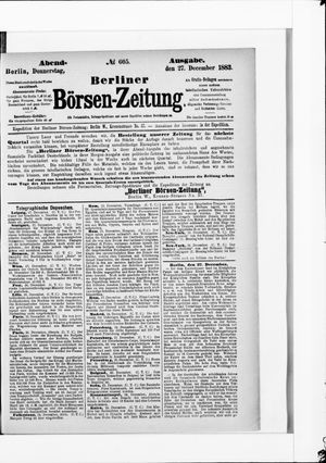 Berliner Börsen-Zeitung vom 27.12.1883