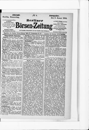 Berliner Börsen-Zeitung vom 03.01.1884