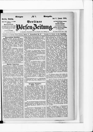 Berliner Börsen-Zeitung vom 06.01.1884