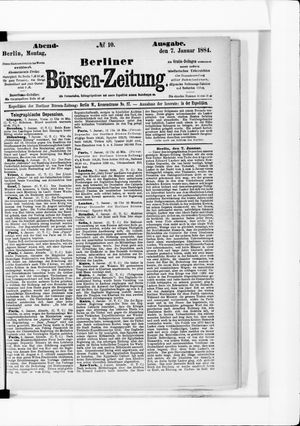 Berliner Börsen-Zeitung vom 07.01.1884