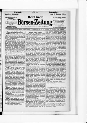 Berliner Börsen-Zeitung on Jan 8, 1884