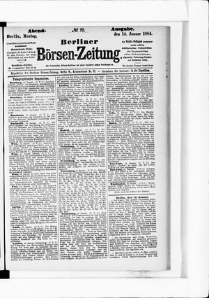 Berliner Börsen-Zeitung vom 14.01.1884