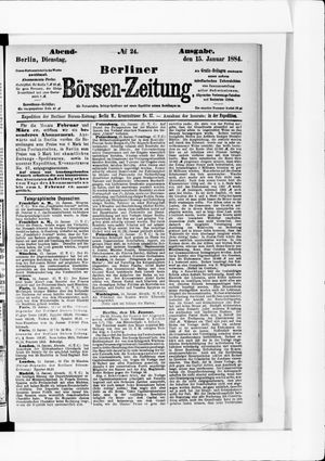 Berliner Börsen-Zeitung on Jan 15, 1884