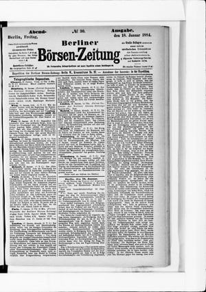 Berliner Börsen-Zeitung on Jan 18, 1884