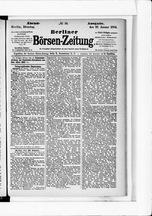 Berliner Börsen-Zeitung vom 22.01.1884