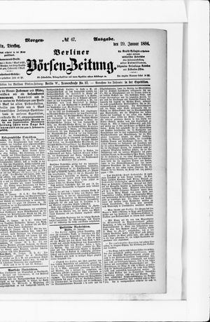 Berliner Börsen-Zeitung vom 29.01.1884