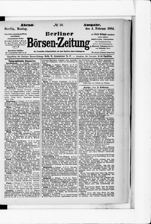 Berliner Börsen-Zeitung vom 04.02.1884