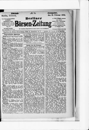 Berliner Börsen-Zeitung vom 13.02.1884