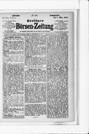 Berliner Börsen-Zeitung vom 07.03.1884