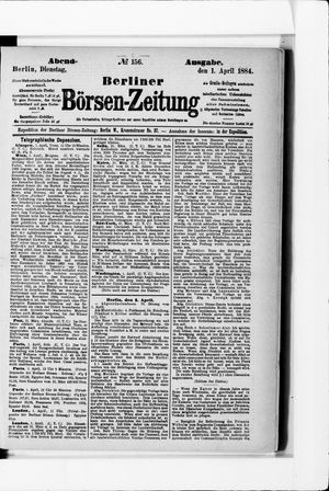 Berliner Börsen-Zeitung vom 01.04.1884