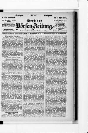 Berliner Börsen-Zeitung vom 05.04.1884