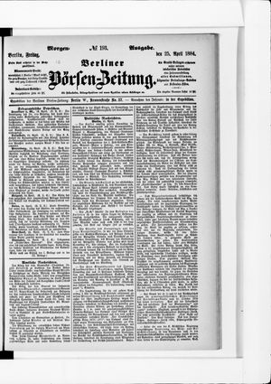 Berliner Börsen-Zeitung vom 25.04.1884