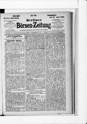 Berliner Börsen-Zeitung vom 26.04.1884