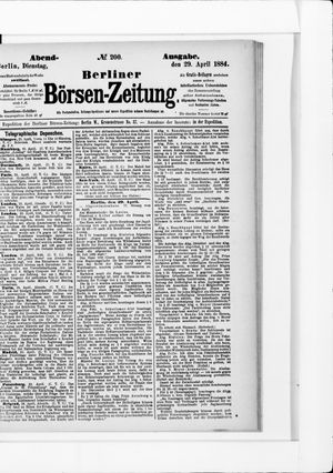 Berliner Börsen-Zeitung vom 29.04.1884