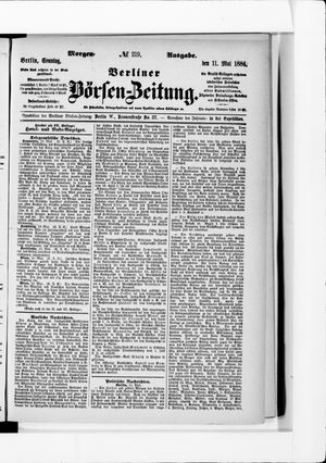 Berliner Börsen-Zeitung on May 11, 1884