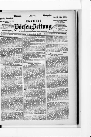Berliner Börsen-Zeitung vom 17.05.1884