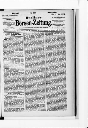 Berliner Börsen-Zeitung vom 17.05.1884