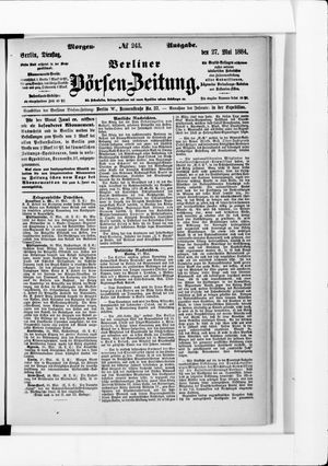 Berliner Börsen-Zeitung on May 27, 1884