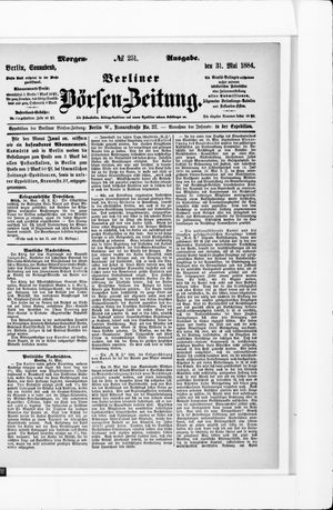 Berliner Börsen-Zeitung vom 31.05.1884