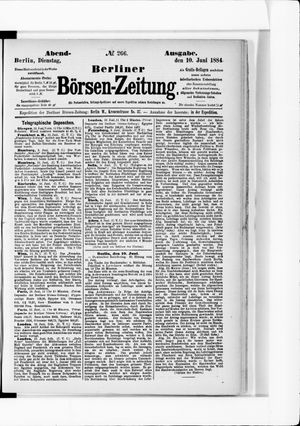 Berliner Börsen-Zeitung on Jun 10, 1884