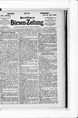 Berliner Börsen-Zeitung vom 16.06.1884