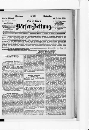 Berliner Börsen-Zeitung vom 18.06.1884