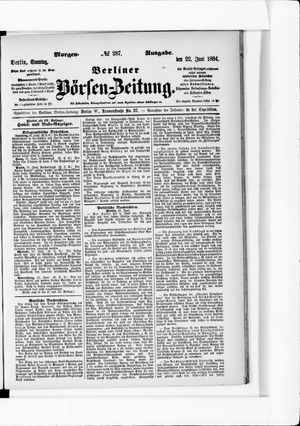 Berliner Börsen-Zeitung vom 22.06.1884