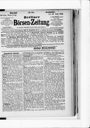 Berliner Börsen-Zeitung vom 26.06.1884