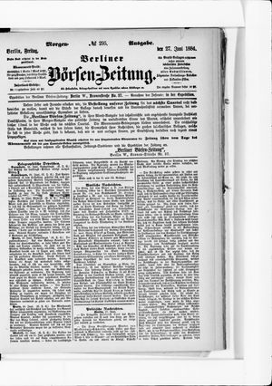 Berliner Börsen-Zeitung vom 27.06.1884