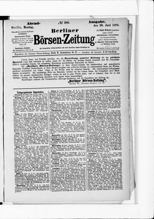 Berliner Börsen-Zeitung vom 30.06.1884